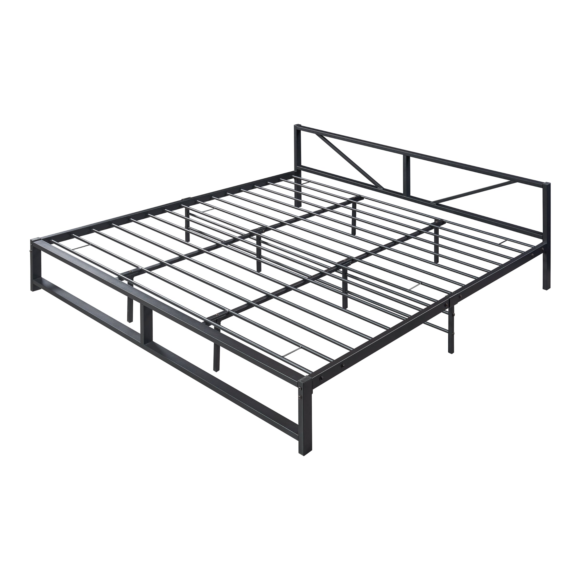 Struttura Letto Matrimoniale King Size Meran 180 x 200 cm in Acciaio con Testiera - Nero [en.casa]