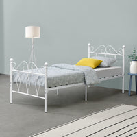Struttura Letto Singolo in Metallo con Testiera e Pediera in Stile Romantico/Classico 90 x 200 cm Letto 1 Piazza -