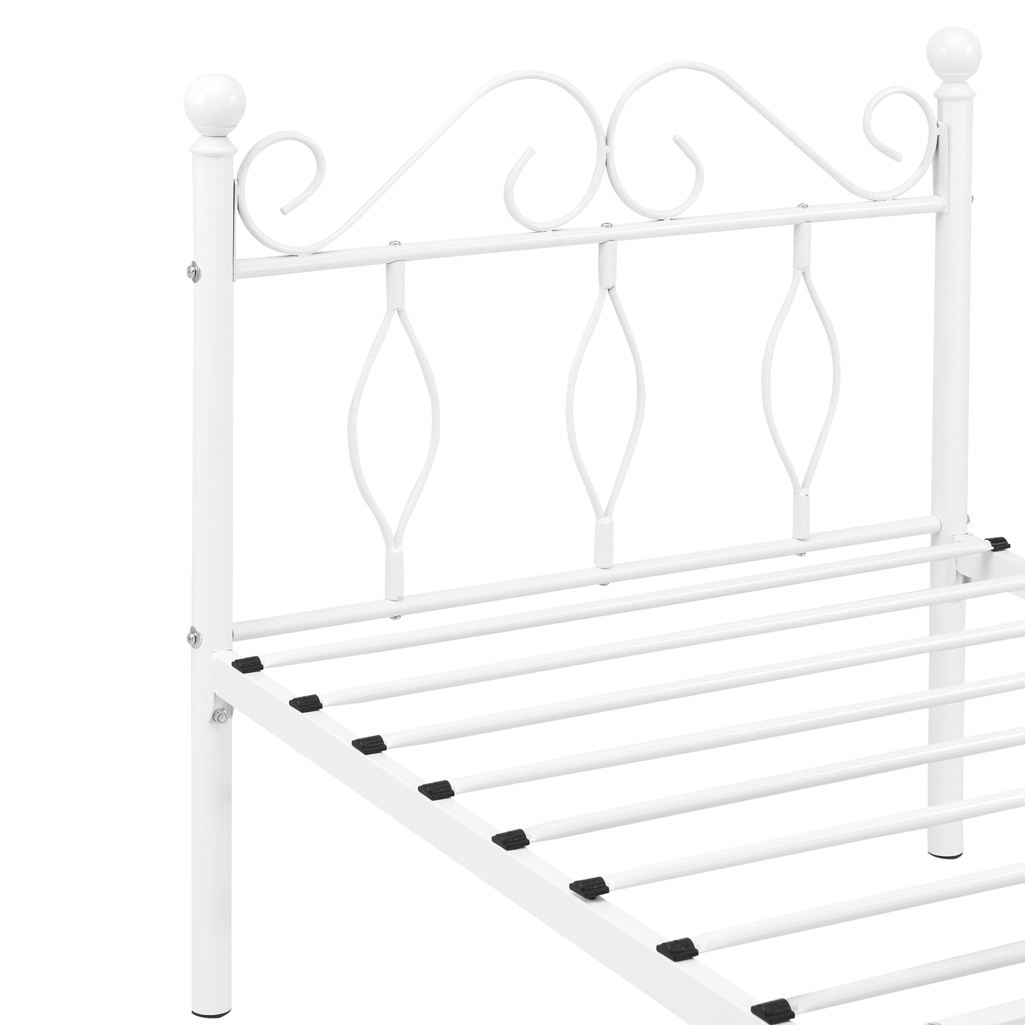 Struttura Letto Singolo in Metallo con Testiera e Pediera in Stile Romantico/Classico 90 x 200 cm Letto 1 Piazza -