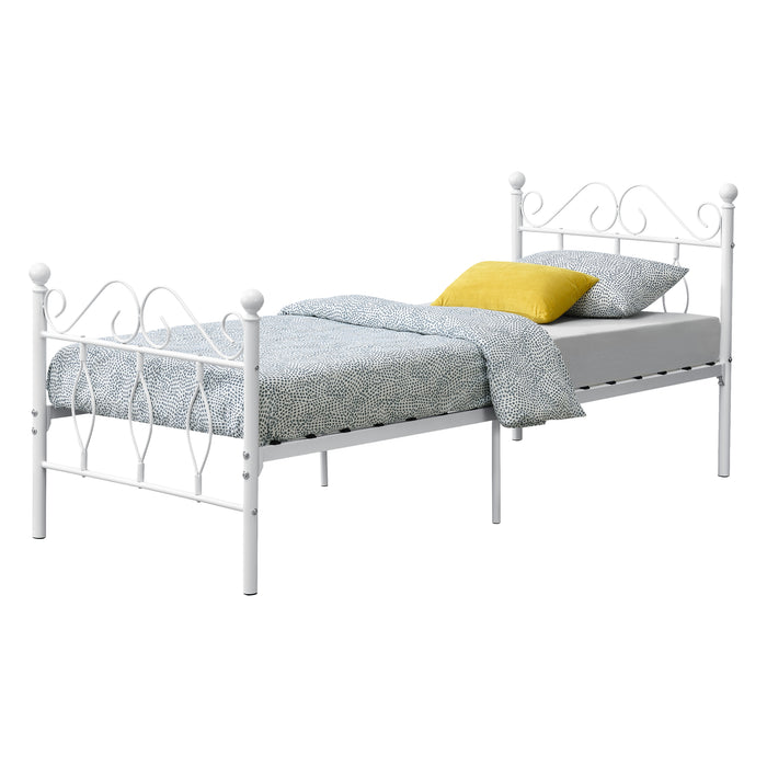Struttura Letto Singolo in Metallo con Testiera e Pediera in Stile Romantico/Classico 90 x 200 cm Letto 1 Piazza -