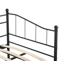 Divano in Metallo con Cornice Decorativa + Letto di Complemento con Gambe Pieghevoli e 4 Ruote, Sofa a 2-3 Posti di