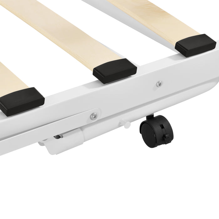 Divano in Metallo con Cornice Decorativa + Letto di Complemento con Gambe Pieghevoli e 4 Ruote, Sofa a 2-3 Posti di