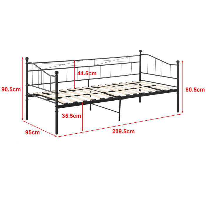 Divano in Metallo a 2-3 Posti di Seduta, Supporto Max.150 kg Letto Singolo con Materasso a Schiuma Fredda 90 x 200 cm