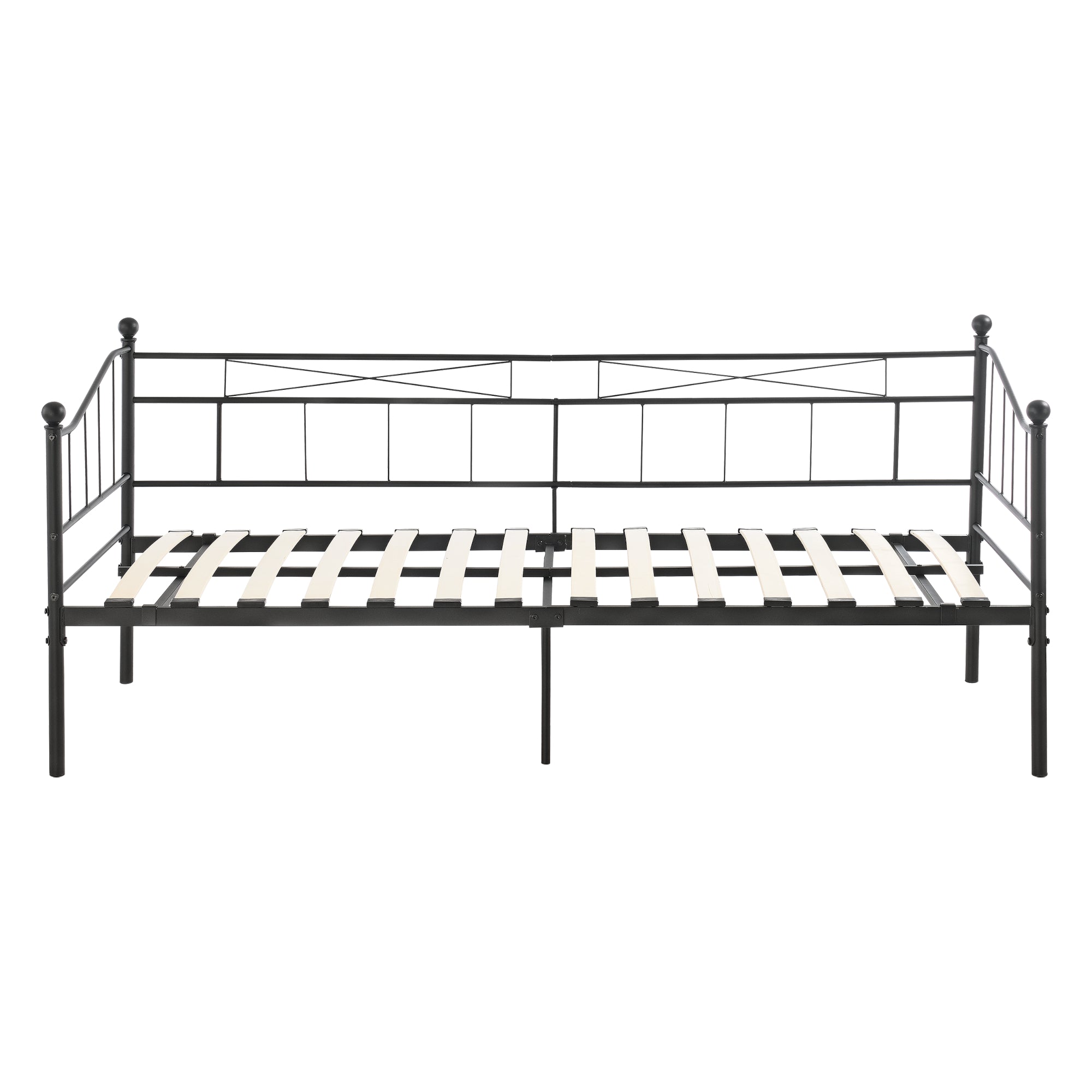 Divano in Metallo a 2-3 Posti di Seduta, Supporto Max.150 kg Letto Singolo con Materasso a Schiuma Fredda 90 x 200 cm
