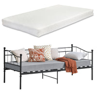 Divano in Metallo a 2-3 Posti di Seduta, Supporto Max.150 kg Letto Singolo con Materasso a Schiuma Fredda 90 x 200 cm