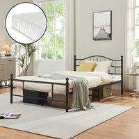 Letto Piazza e Mezza Florenz in Acciaio con Testiera Decorativa e Materasso 120 x 200 cm Nero [en.casa]