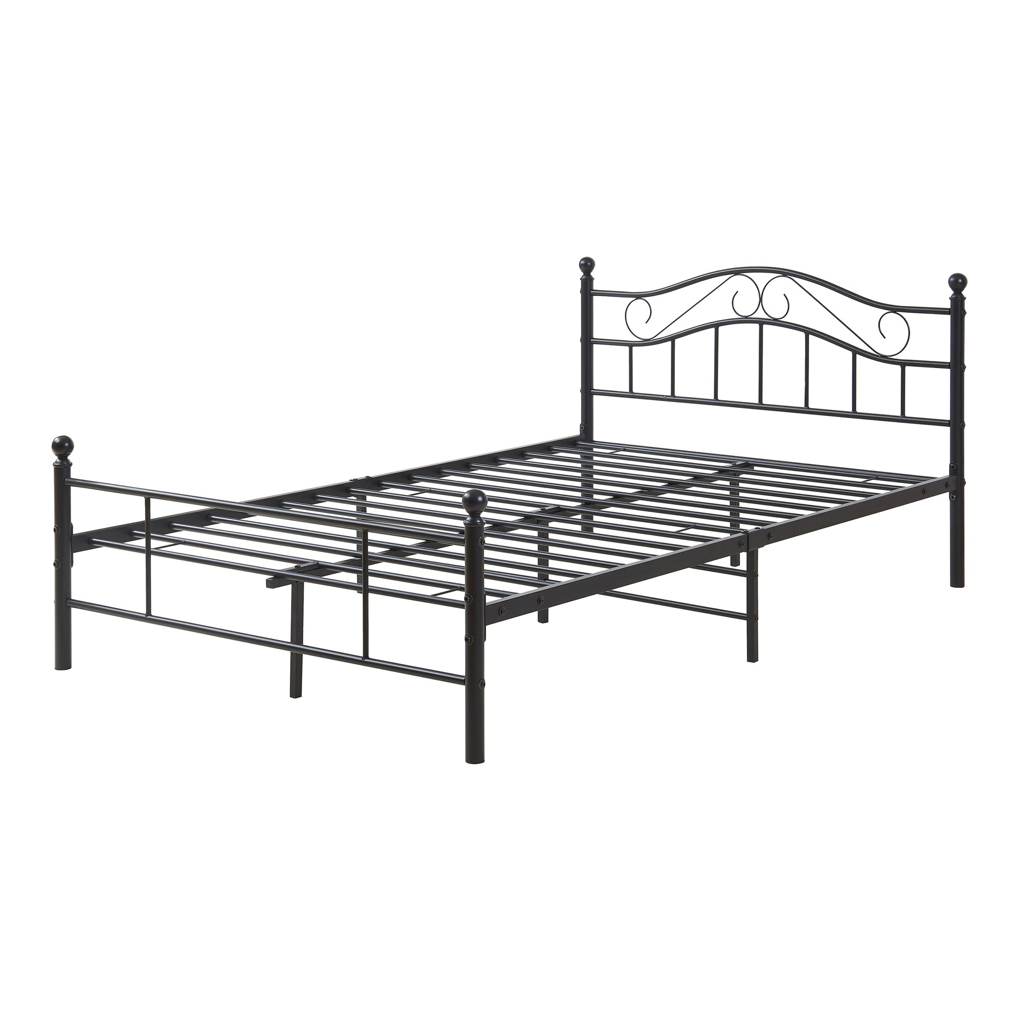 Letto Piazza e Mezza Florenz in Acciaio con Testiera Alta Decorativa 120 x 200 cm Nero [en.casa]