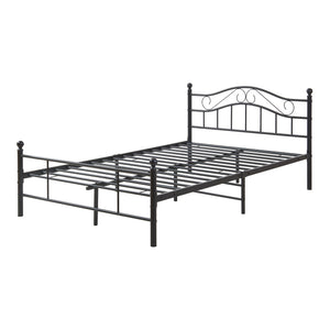 Letto Piazza e Mezza Florenz in Acciaio con Testiera Alta Decorativa 120 x 200 cm Nero [en.casa]