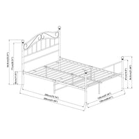 Letto Piazza e Mezza Florenz in Acciaio con Testiera Alta Decorativa 120 x 200 cm Nero [en.casa]