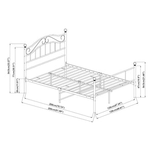 Letto Piazza e Mezza Florenz in Acciaio con Testiera Alta Decorativa 120 x 200 cm Nero [en.casa]