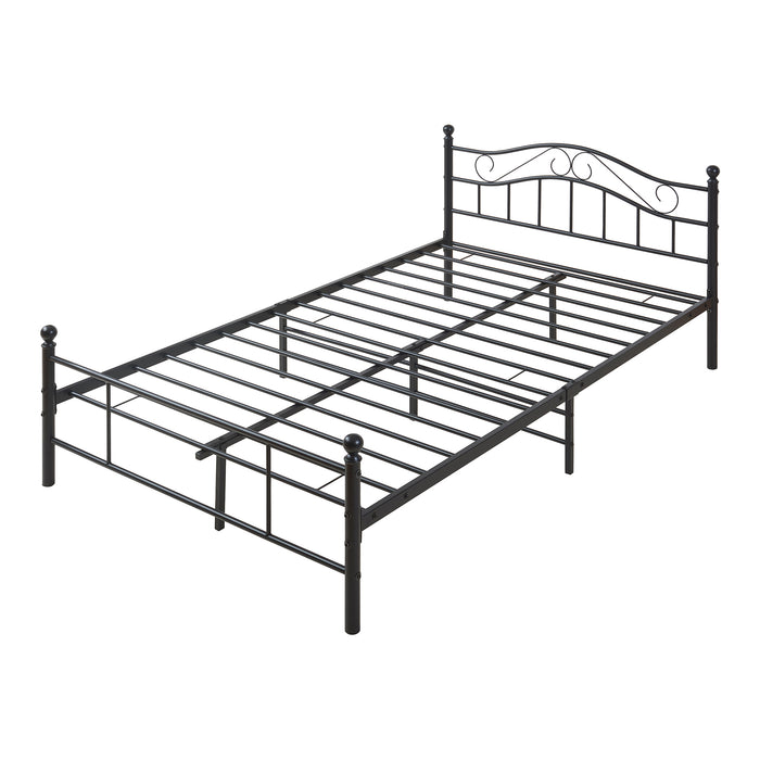 Letto Piazza e Mezza Florenz in Acciaio con Testiera Alta Decorativa 120 x 200 cm Nero [en.casa]