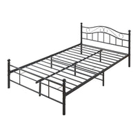 Letto Piazza e Mezza Florenz in Acciaio con Testiera Decorativa e Materasso 120 x 200 cm Nero [en.casa]