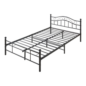 Letto Piazza e Mezza Florenz in Acciaio con Testiera Decorativa e Materasso 120 x 200 cm Nero [en.casa]