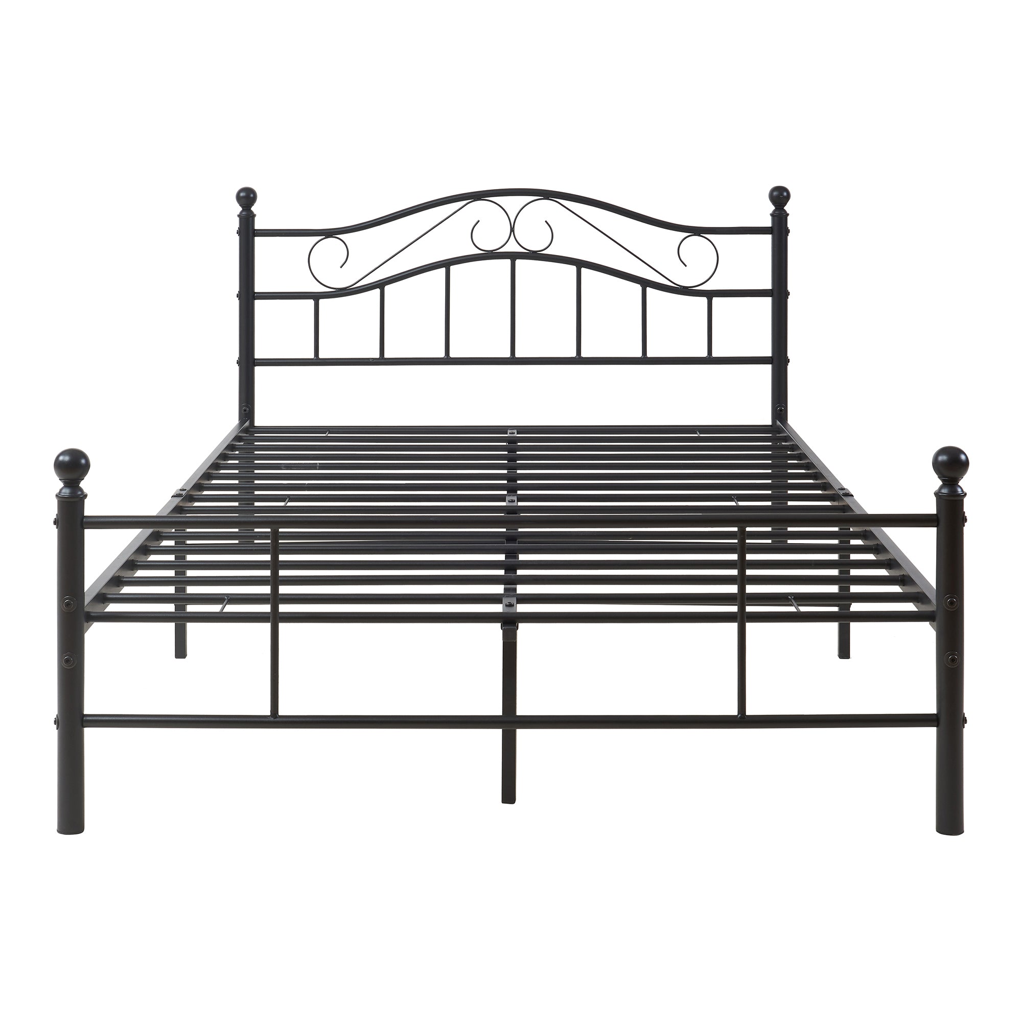 Letto Piazza e Mezza Florenz in Acciaio con Testiera Alta Decorativa 120 x 200 cm Nero [en.casa]