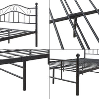 Letto Piazza e Mezza Florenz in Acciaio con Testiera Alta Decorativa 120 x 200 cm Nero [en.casa]