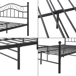 Letto Piazza e Mezza Florenz in Acciaio con Testiera Alta Decorativa 120 x 200 cm Nero [en.casa]