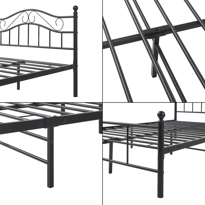 Letto Piazza e Mezza Florenz in Acciaio con Testiera Alta Decorativa 120 x 200 cm Nero [en.casa]