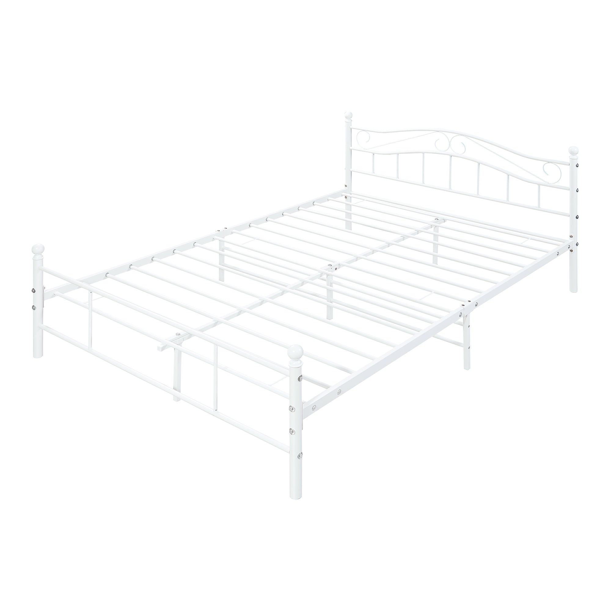 Letto Francese Florenz in Acciaio con Testiera Alta Decorativa 140 x 200 cm Bianco [en.casa]