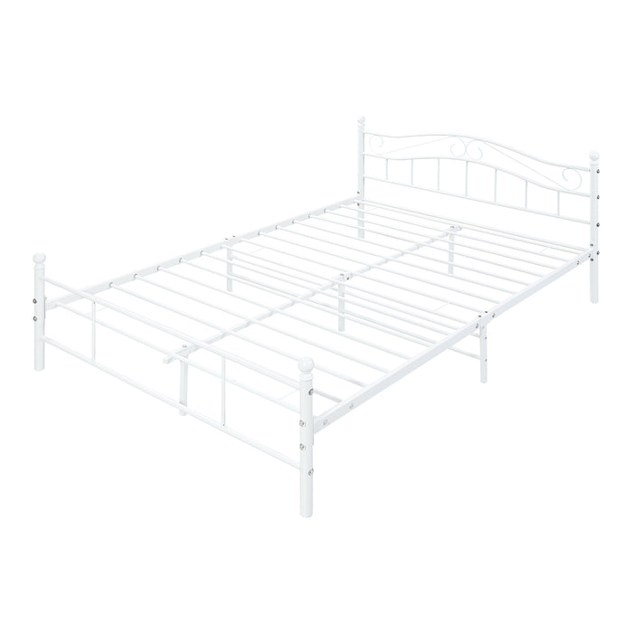 Letto Francese Florenz in Acciaio con Testiera Alta Decorativa 140 x 200 cm Bianco [en.casa]