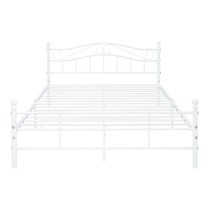 Letto Francese Florenz in Acciaio con Testiera Alta Decorativa 140 x 200 cm Bianco [en.casa]