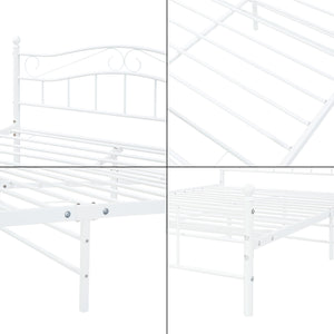 Letto Francese Florenz in Acciaio con Testiera Alta Decorativa 140 x 200 cm Bianco [en.casa]