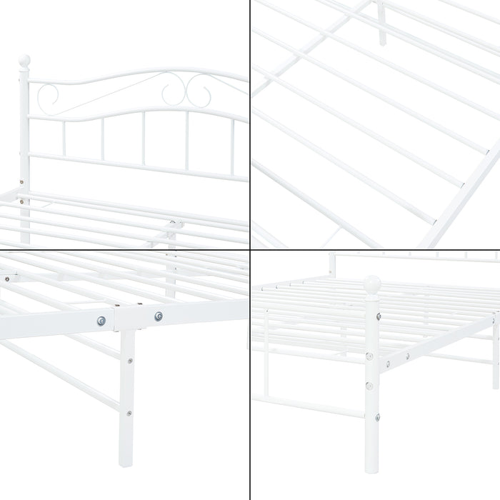Letto Francese Florenz in Acciaio con Testiera Alta Decorativa 140 x 200 cm Bianco [en.casa]