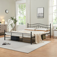 Letto Matrimoniale Florenz in Acciaio con Testiera Alta Decorativa 160 x 200 cm Nero [en.casa]