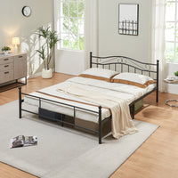 Letto Matrimoniale Florenz in Acciaio con Testiera Alta Decorativa 160 x 200 cm Nero [en.casa]