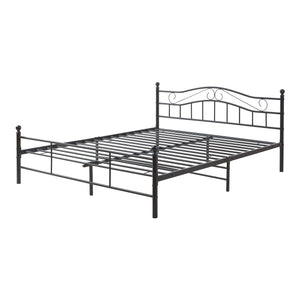 Letto Matrimoniale Florenz in Acciaio con Testiera Alta Decorativa 160 x 200 cm Nero [en.casa]