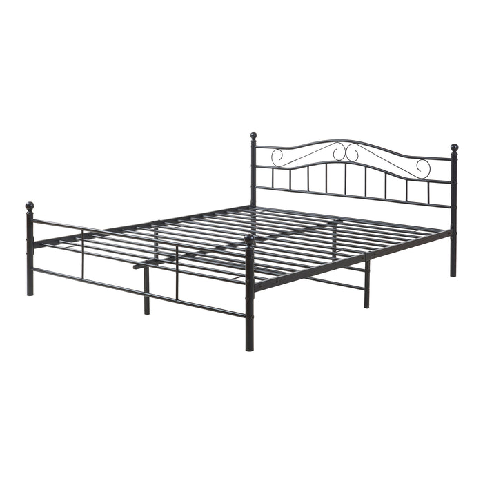 Letto Matrimoniale Florenz in Acciaio con Testiera Alta Decorativa 160 x 200 cm Nero [en.casa]