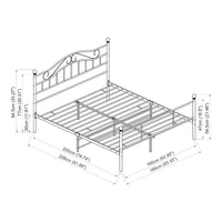 Letto Matrimoniale Florenz in Acciaio con Testiera Alta Decorativa 160 x 200 cm Nero [en.casa]