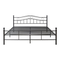 Letto Matrimoniale Florenz in Acciaio con Testiera Alta Decorativa 160 x 200 cm Nero [en.casa]