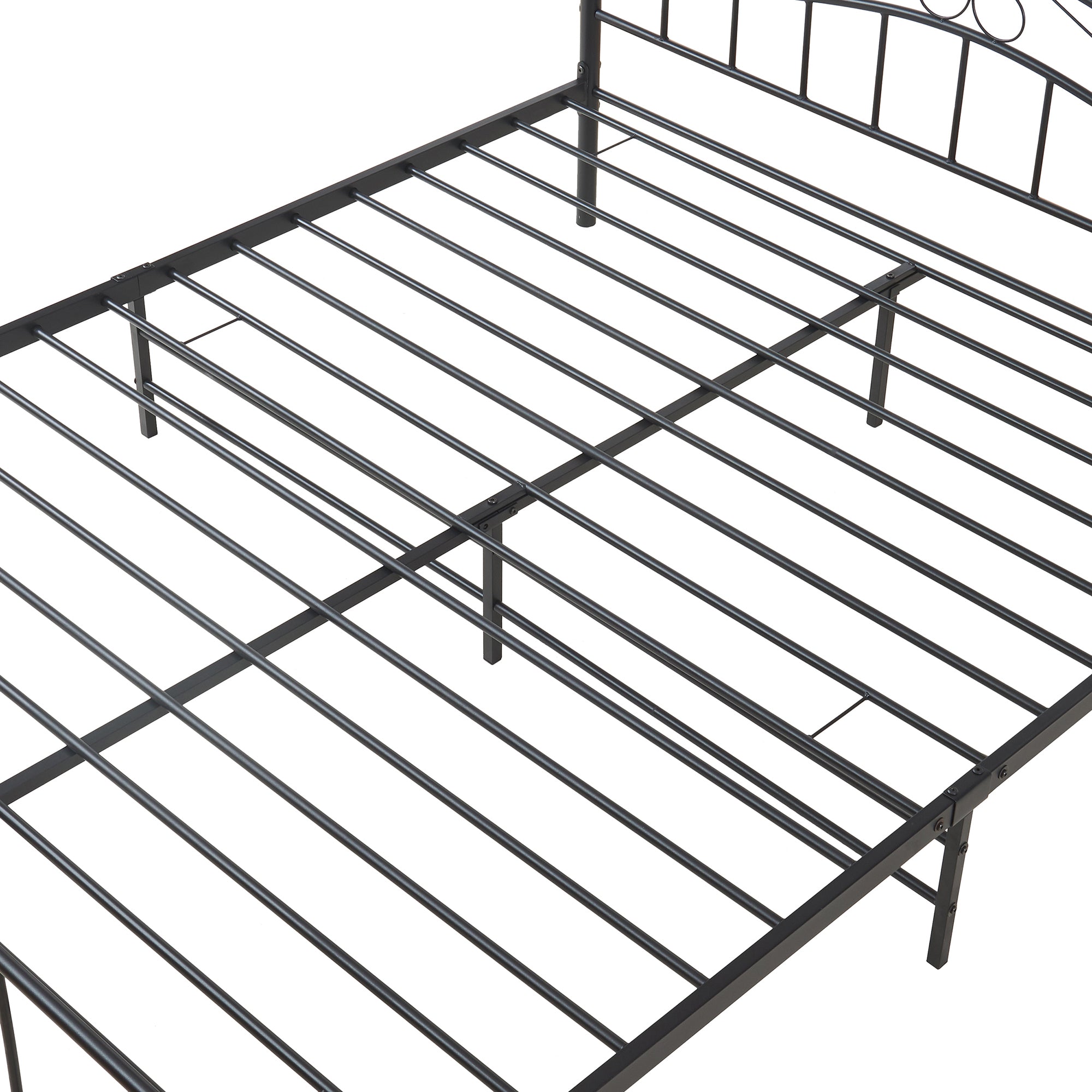 Letto Matrimoniale Florenz in Acciaio con Testiera Alta Decorativa 160 x 200 cm Nero [en.casa]