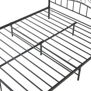 Letto Matrimoniale Florenz in Acciaio con Testiera Alta Decorativa 160 x 200 cm Nero [en.casa]