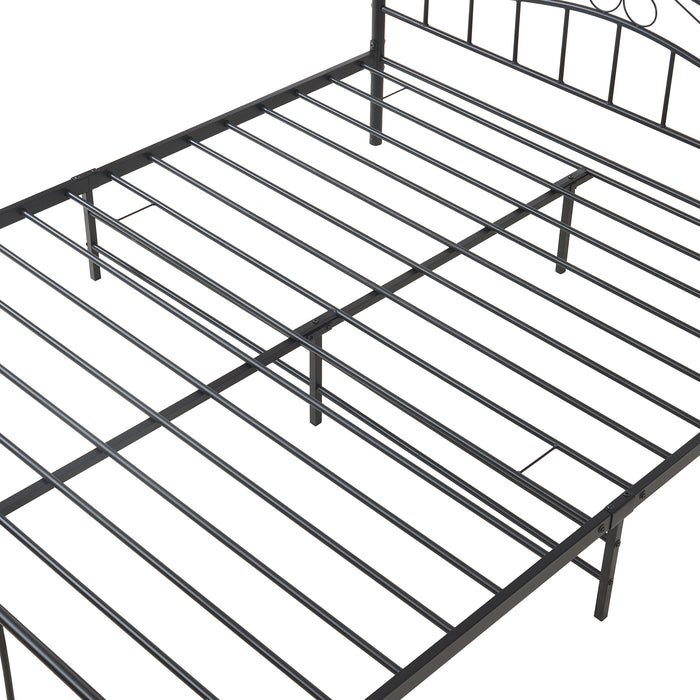 Letto Matrimoniale Florenz in Acciaio con Testiera Alta Decorativa 160 x 200 cm Nero [en.casa]