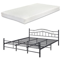 Letto Doppio Florenz in Acciaio con Testiera Decorativa e Materasso 180 x 200 cm Nero [en.casa]