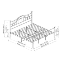 Letto Doppio Florenz in Acciaio con Testiera Decorativa e Materasso 180 x 200 cm Nero [en.casa]