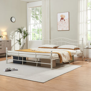 Letto Doppio Florenz in Acciaio con Testiera Alta Decorativa 180 x 200 cm Bianco [en.casa]