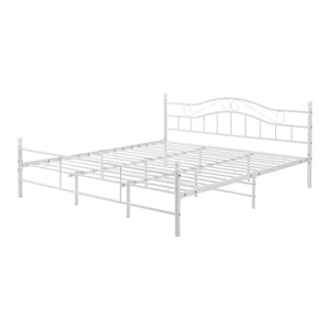 Letto Doppio Florenz in Acciaio con Testiera Alta Decorativa 180 x 200 cm Bianco [en.casa]