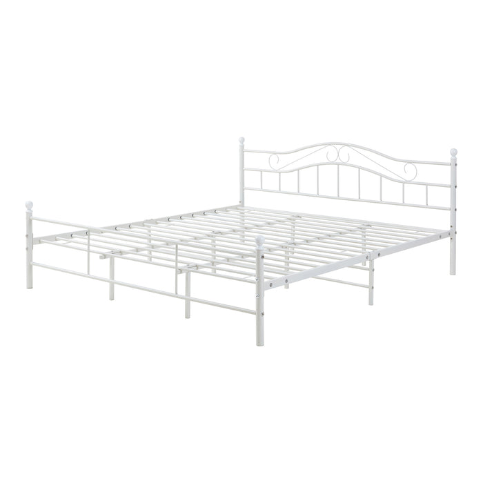 Letto Doppio Florenz in Acciaio con Testiera Alta Decorativa 180 x 200 cm Bianco [en.casa]