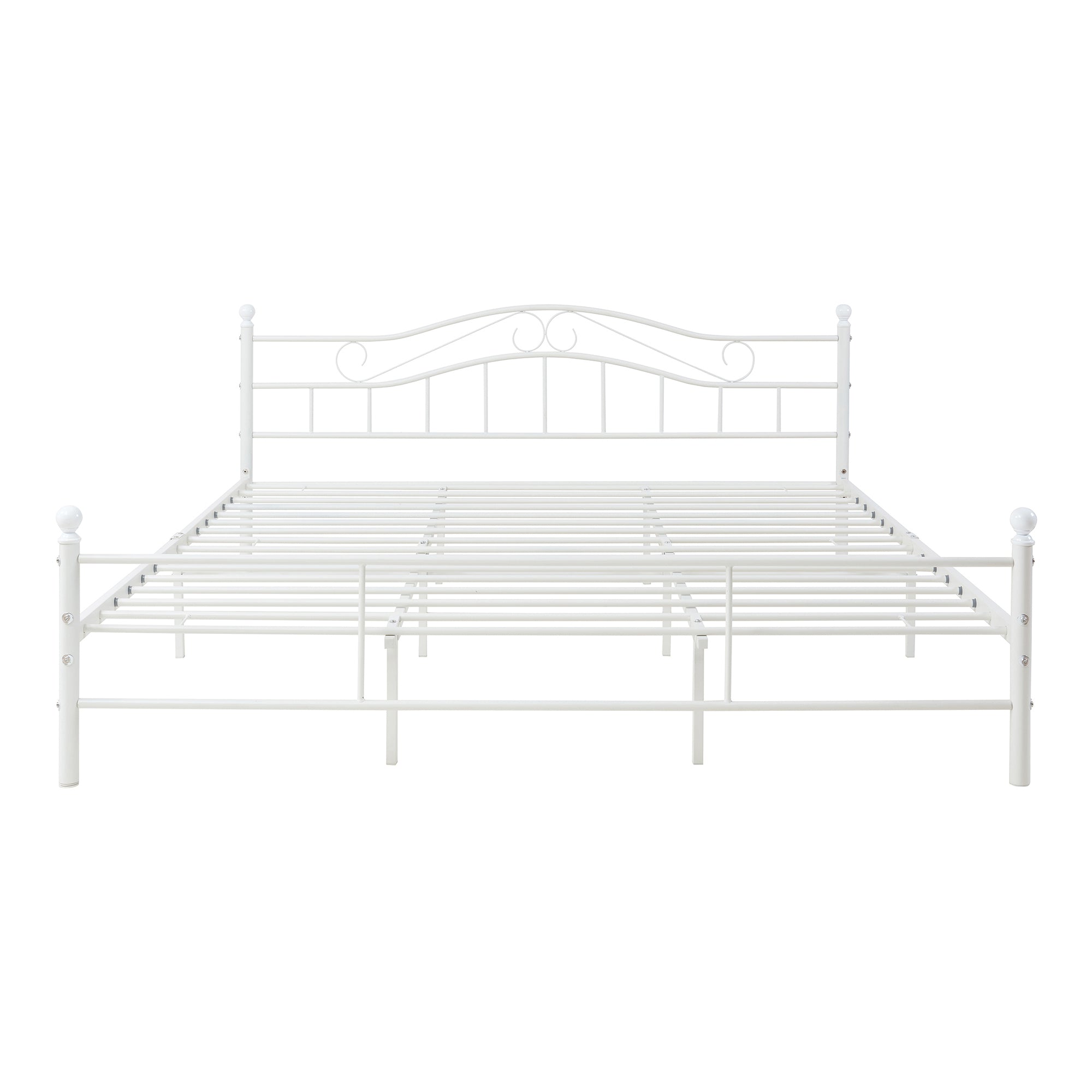 Letto Doppio Florenz in Acciaio con Testiera Alta Decorativa 180 x 200 cm Bianco [en.casa]