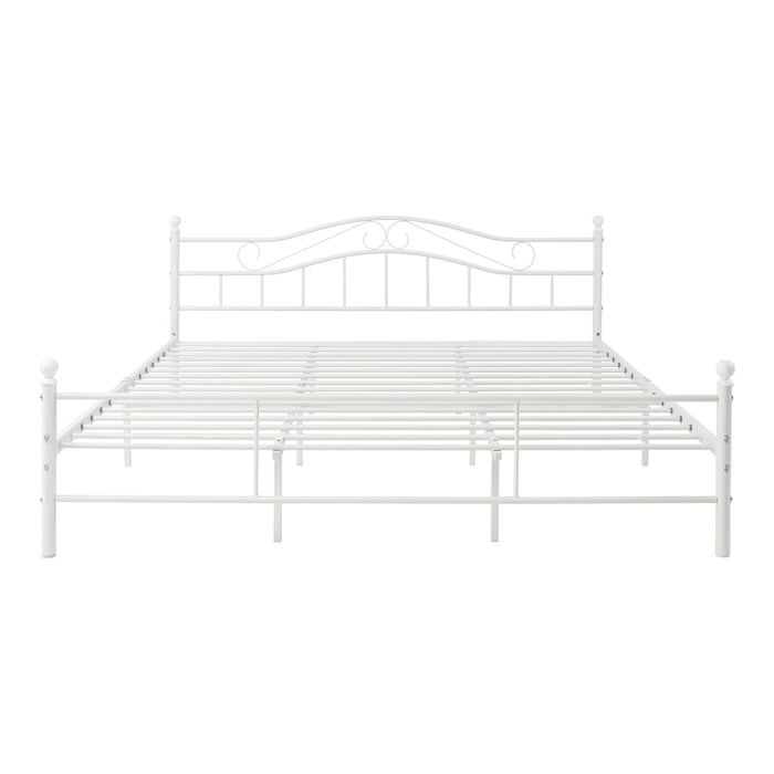 Letto Doppio Florenz in Acciaio con Testiera Alta Decorativa 180 x 200 cm Bianco [en.casa]