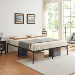 Struttura Letto Matrimoniale King Size Vårdö 180 x 200 cm in Acciaio Nero [en.casa]