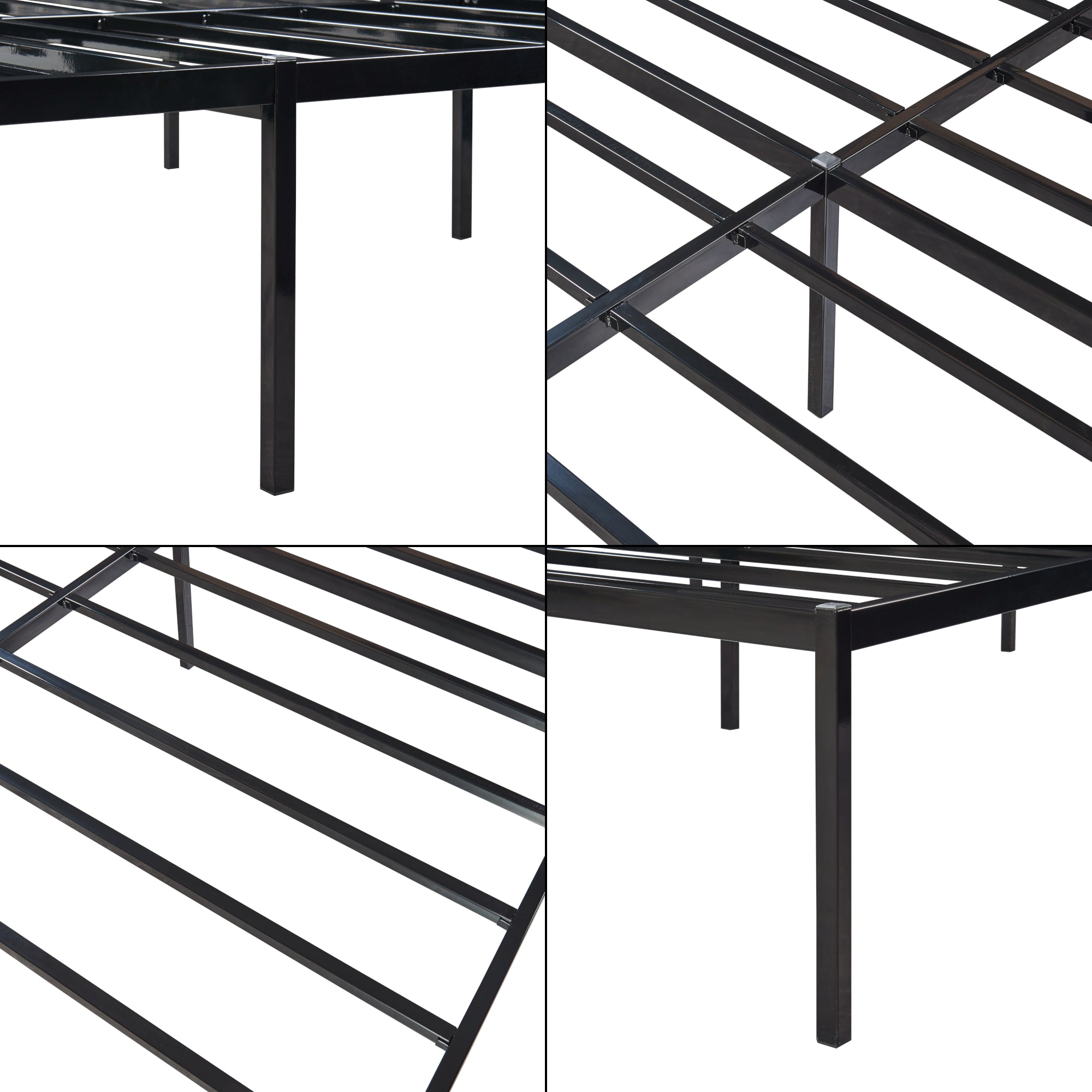 Struttura Letto Matrimoniale King Size Vårdö 180 x 200 cm in Acciaio Nero [en.casa]