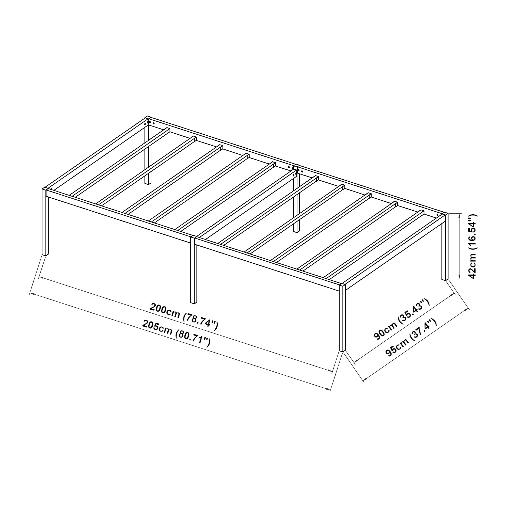 Letto Singolo Vårdö in Acciaio Nero con Materasso a Schiuma Fredda 90 x 200 cm [en.casa]