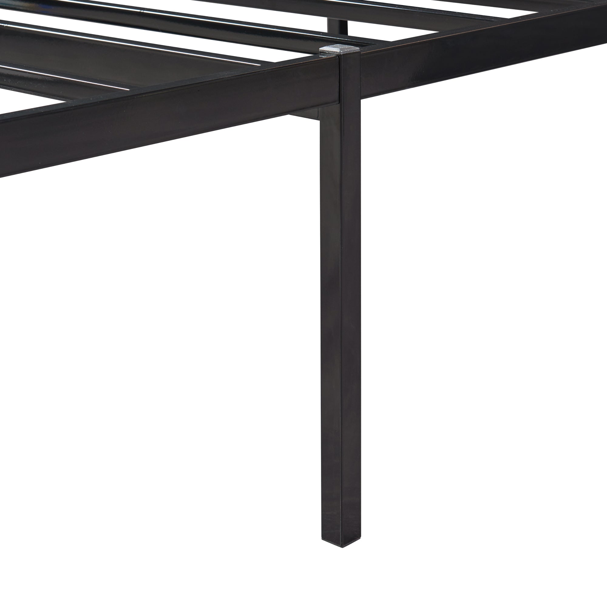 Letto Singolo Vårdö in Acciaio Nero con Materasso a Schiuma Fredda 90 x 200 cm [en.casa]