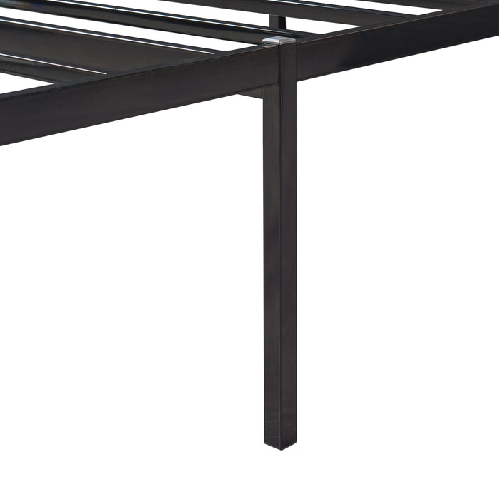 Letto Singolo Vårdö in Acciaio Nero con Materasso a Schiuma Fredda 90 x 200 cm [en.casa]