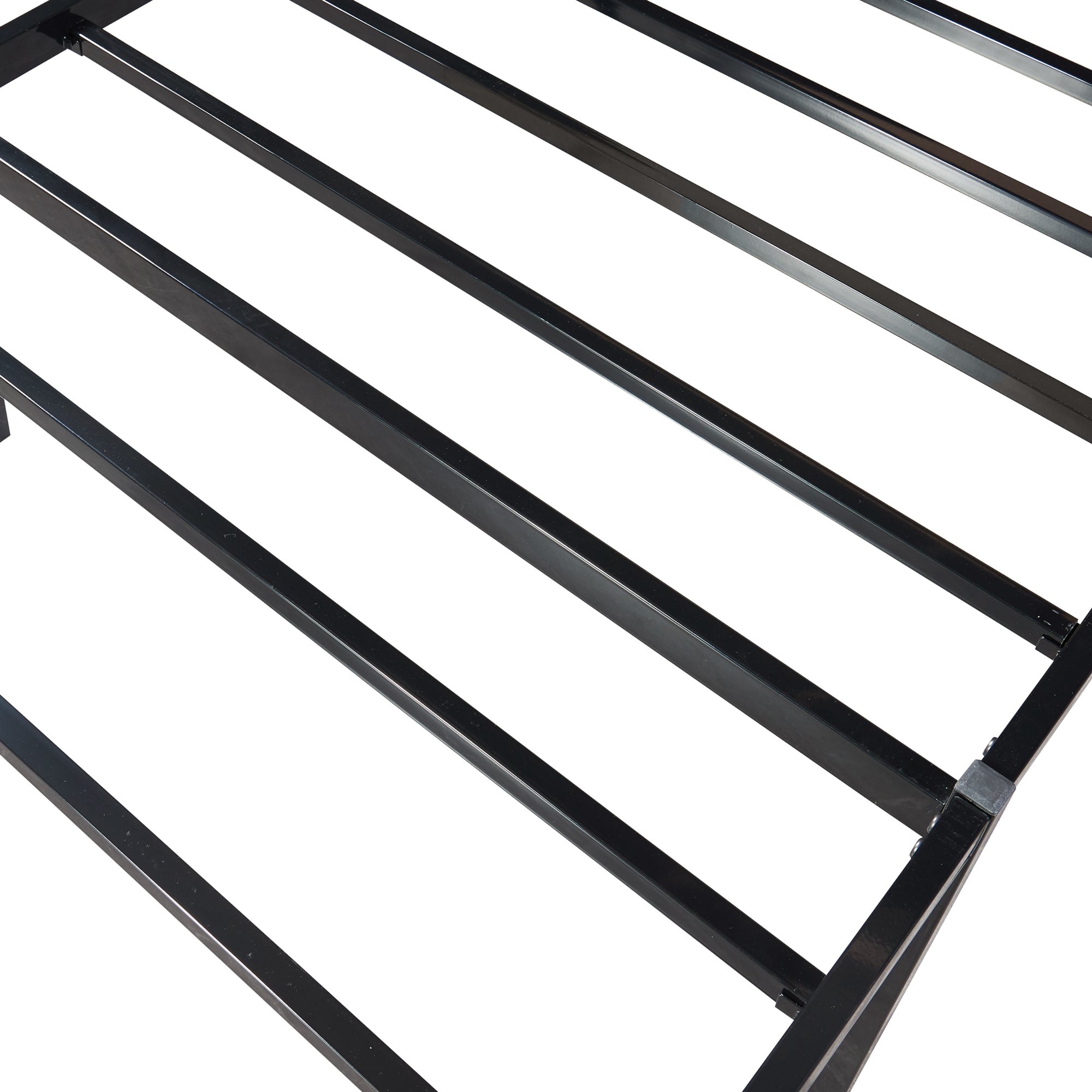 Letto Singolo Vårdö in Acciaio Nero con Materasso a Schiuma Fredda 90 x 200 cm [en.casa]