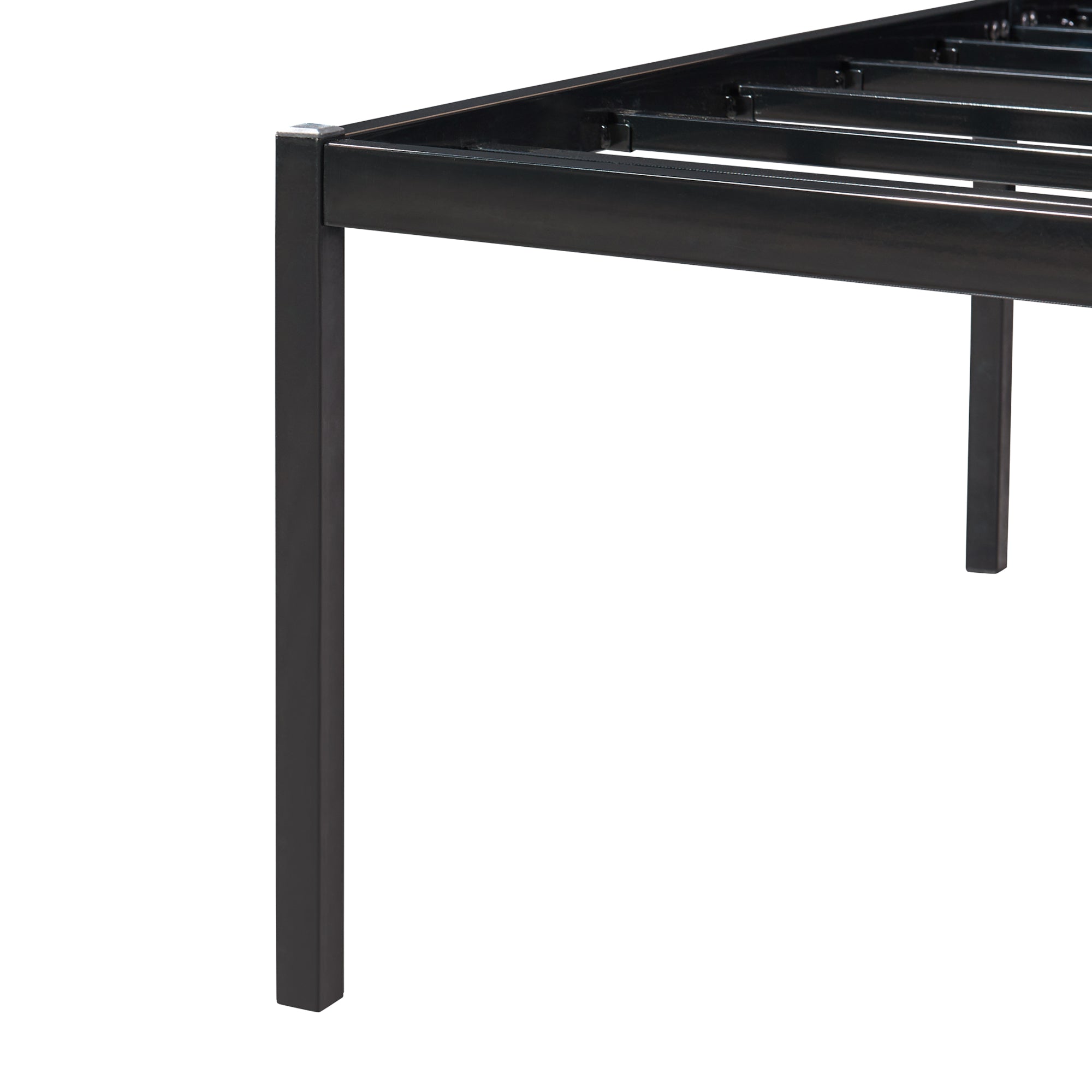 Letto Singolo Vårdö in Acciaio Nero con Materasso a Schiuma Fredda 90 x 200 cm [en.casa]