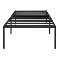 Letto Singolo Vårdö in Acciaio Nero con Materasso a Schiuma Fredda 90 x 200 cm [en.casa]